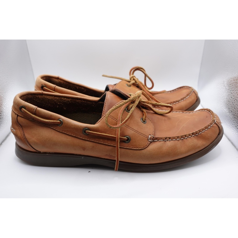 Rockport Shoes Mens Size 9.5 Brown Leather Boat Deck Truehandsewn Casual